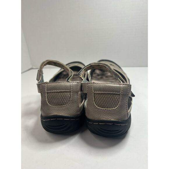 JBU Maryjane Memory Foam Flower Taupe Cutout Comfort Walking Shoes Size 8.5 - Picture 5 of 11